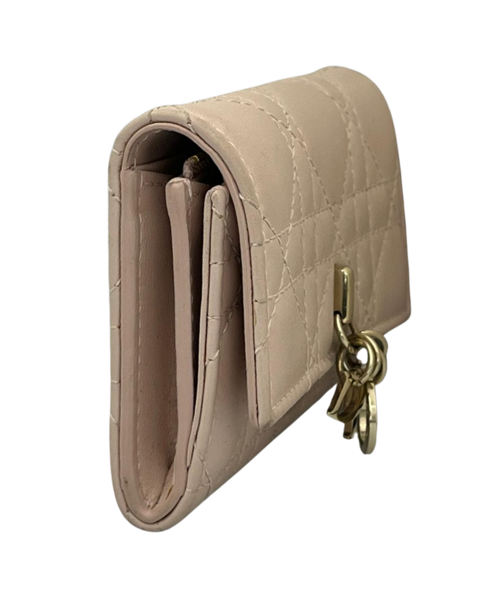Dior My Dior Glycine Wallet Powder Pink Cannage Lambskin With D I O R Charms