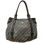 Burberry Blue Label Tote Bag  Khaki Plaid Canvas