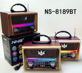 NS8189BT Portable Vintage Retro Wooden Extra Antenna Led Am Fm Radio With USB TF Music Player