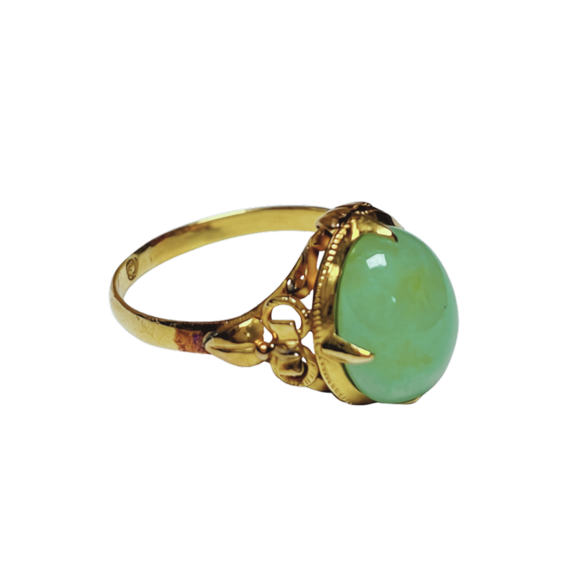 Chinese Green Jade Cabochon Ring 4.8GM