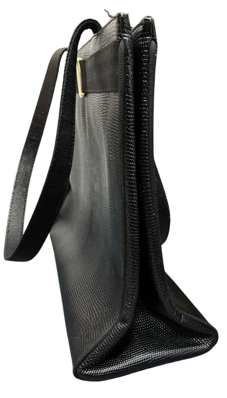 Salvatore Ferragamo Vara Bow Top Handle Tote Bag Black Leather.