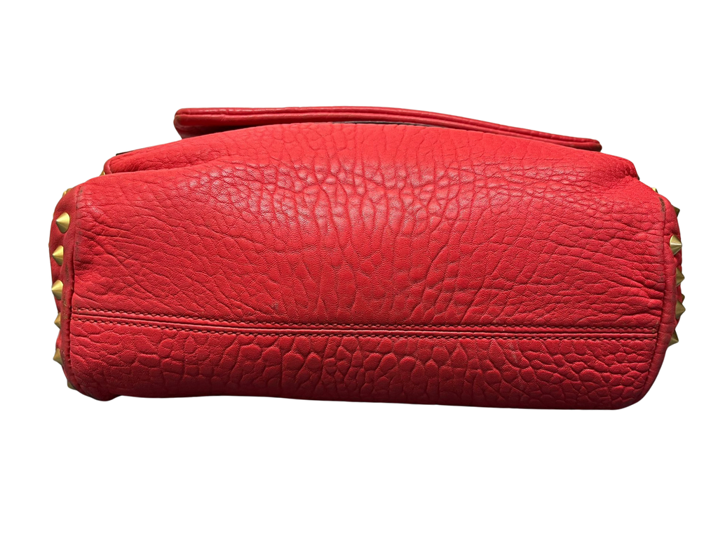 MCM 2way Leather Flapbag Red Studs