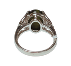 PT900 Cats Eye Green Tourmaline Cabochon And Diamond  Ring 8.7G