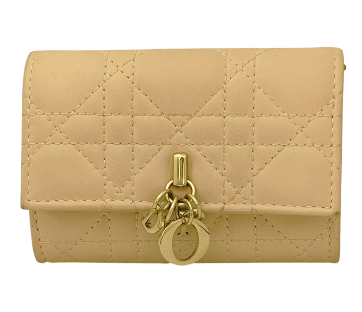 Dior My Dior Glycine Wallet Powder Pink Cannage Lambskin With D I O R Charms