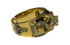 14KYG 32nd Degree Masonic Scottish Rite 0.72Ct Diamond Ring 10.6GM