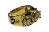 14KYG 32nd Degree Masonic Scottish Rite 0.72Ct Diamond Ring 10.6GM