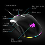 Acer Predator Cestus 330 Gaming Mouse with PixArt 3335 Sensor, Adjustable DPI Settings, 16.8 Million RGB Color Lighting Combinations & NVIDIA Reflex