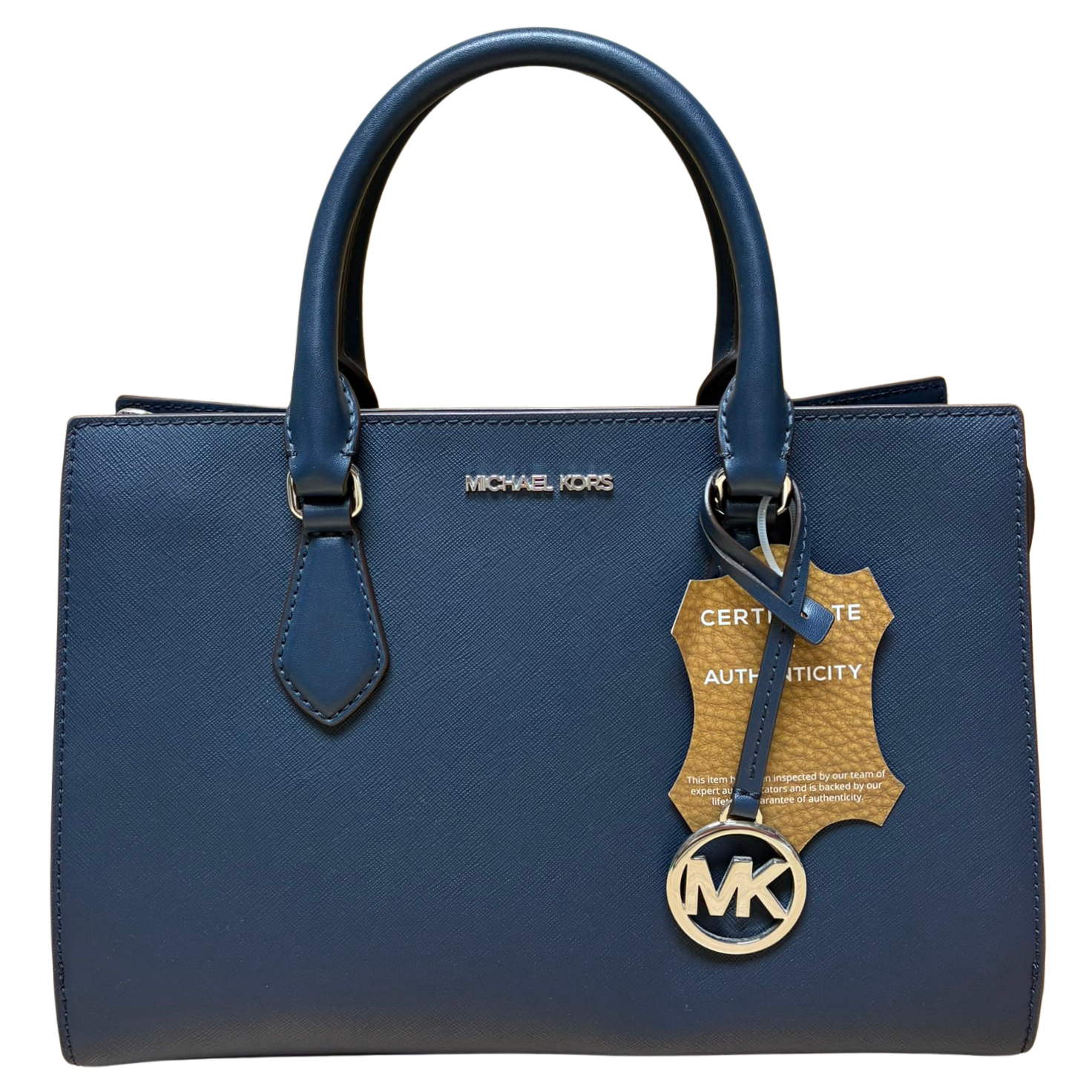 Michael Kors Sheila Medium Center Zip Satchel Crossbody Bag Navy Main image