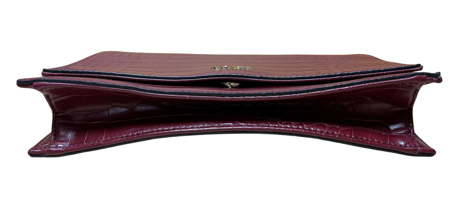 Nine West Croc Embossed PVC Flap Crossbody Bag Burgundy