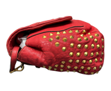 MCM 2way Leather Flapbag Red Studs