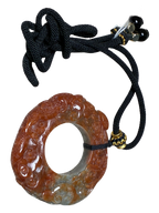 Reddish Brown Jadeite Dragon Carved Pendant With Cord Necklace