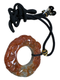 Reddish Brown Jadeite Dragon Carved Pendant With Cord Necklace