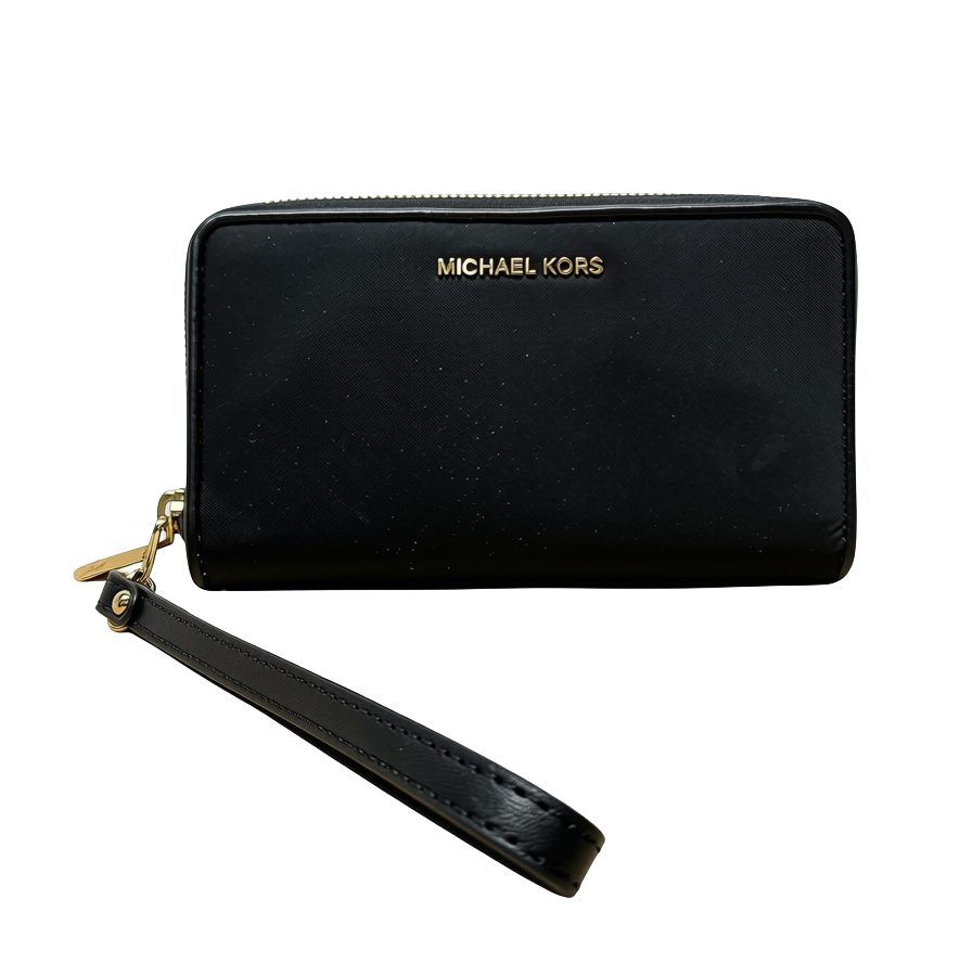 Michael Kors Womens Jet Set Large Flat Multi Function Phone Case Black 2 One Size