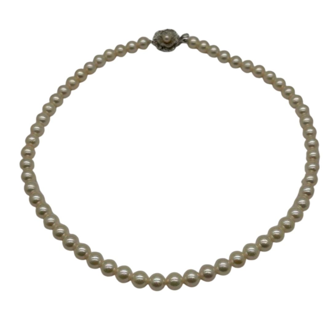 Akoya Pearl Necklace with Silver Clasp