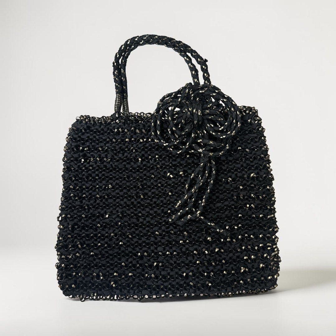Anteprima Tote Bag  -BLACK WIRE MESH/SHOELACE BOW with small BROOCH Main image