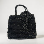 Anteprima Tote Bag  -BLACK WIRE MESH/SHOELACE BOW with small BROOCH
