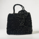 Anteprima Tote Bag  -BLACK WIRE MESH/SHOELACE BOW with small BROOCH
