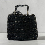 Anteprima Tote Bag  -BLACK WIRE MESH/SHOELACE BOW with small BROOCH