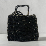 Anteprima Tote Bag  -BLACK WIRE MESH/SHOELACE BOW with small BROOCH