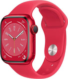 Apple Watch Series 8 (GPS + Cellular 41mm) Smart watch - (PRODUCT) RED Aluminium Case with (PRODUCT) RED Sport Band - Regular. Fitness Tracker, Blood Oxygen & ECG Apps, Water Resistant