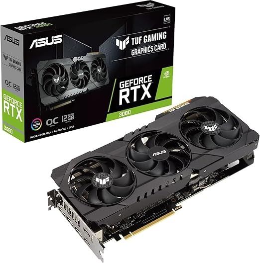 ASUS TUF Gaming NVIDIA GeForce RTX 3080 OC Edition Graphics Card (PCIe 4.0, 12GB GDDR6X, LHR, HDMI 2.1, DisplayPort 1.4a, Dual Ball Fan Bearings, Military-Grade Certification, GPU Tweak) Main image