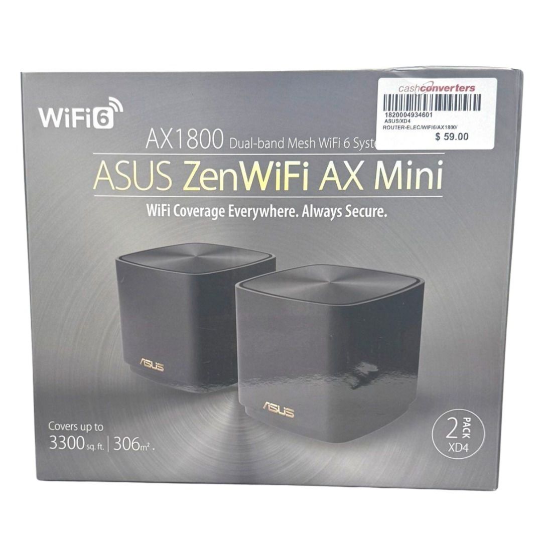 ASUS ZenWifi XD4 AX1800 Mini Wireless Router, Gigabit Ethernet, Dual-band WiFi 6