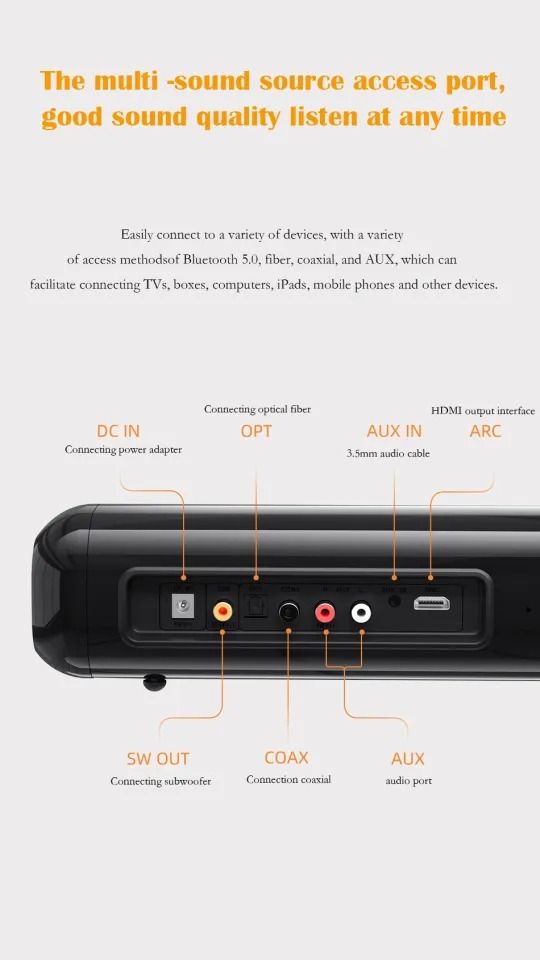 Awei Y520 110W TV SoundBar Cinema Edition Bluetooth Speaker Subwoofer MHome Home Theater Strong Bass