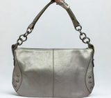 Vintage Furla Metallic Silver Pebbled Leather Shoulder Bag