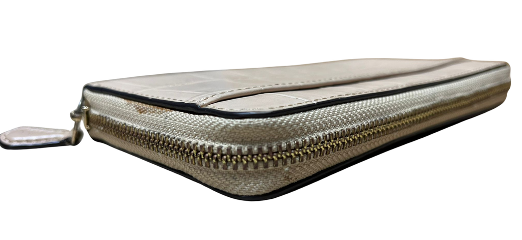 COACH Crocodile Leather Accordion Round Zip Long Wallet
