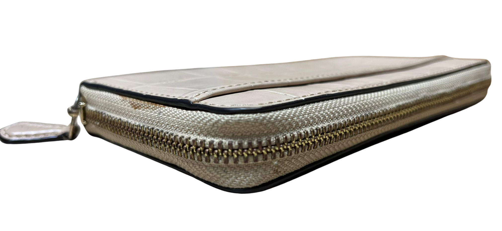 COACH Crocodile Leather Accordion Round Zip Long Wallet