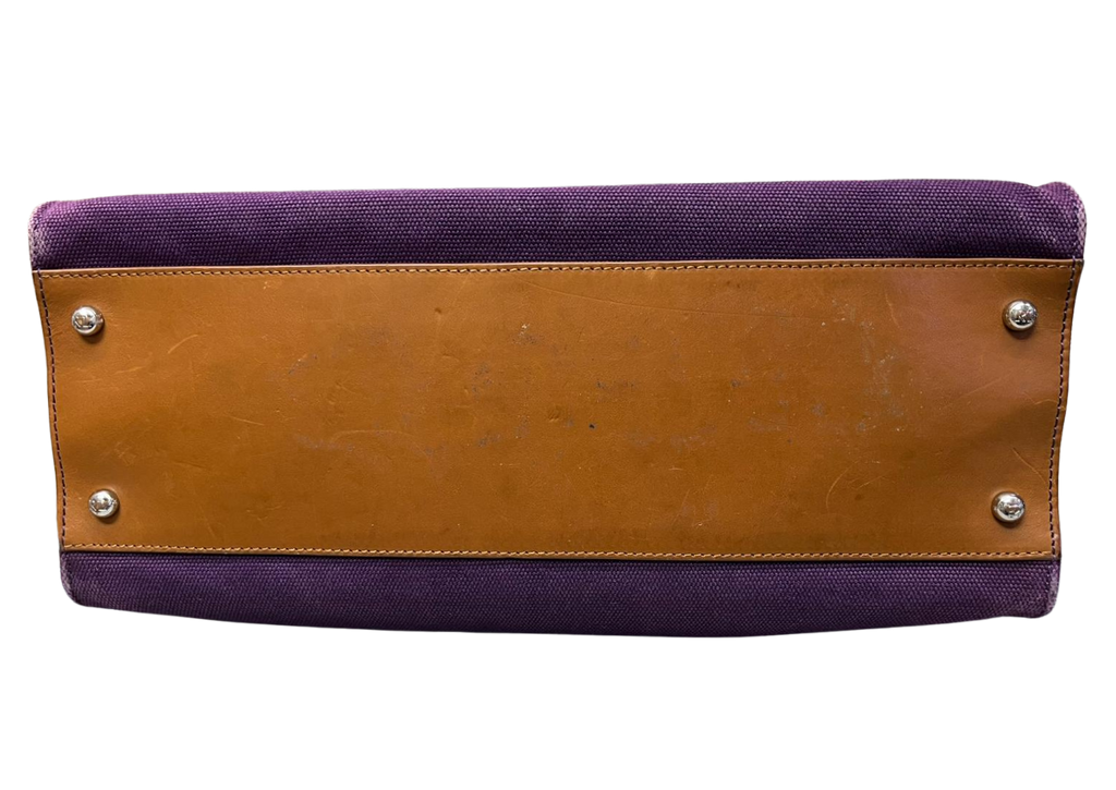 Ralph Lauren Ricky Bag Purple Canvas And Leather