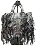 Prada Nappa Leather Fringe Tote Bag Metallic Silver