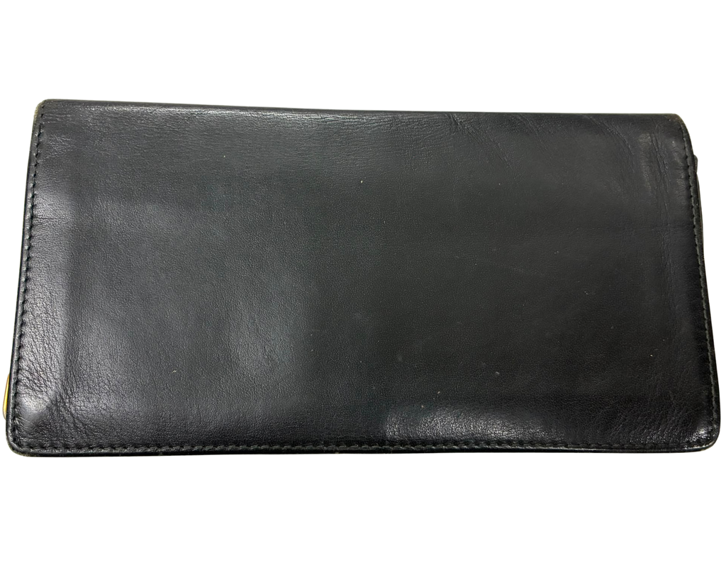 Dunhill Oxford Leather Long Wallet Gold Toned Corner Accents