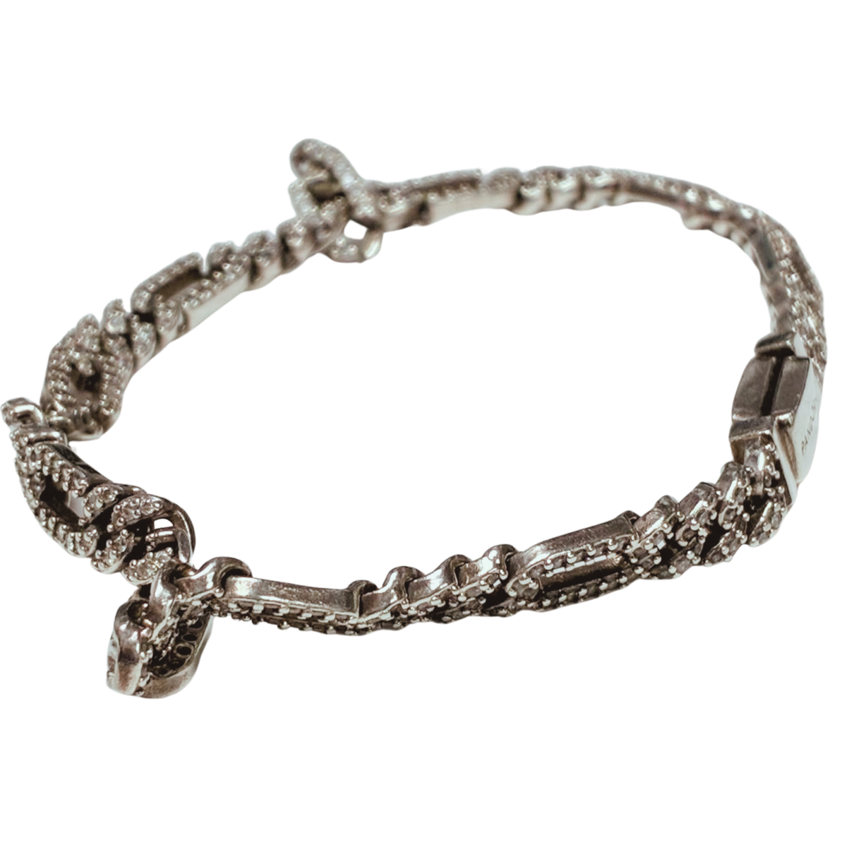 Pandora 925 Silver Oval Cuban Chain Bracelet