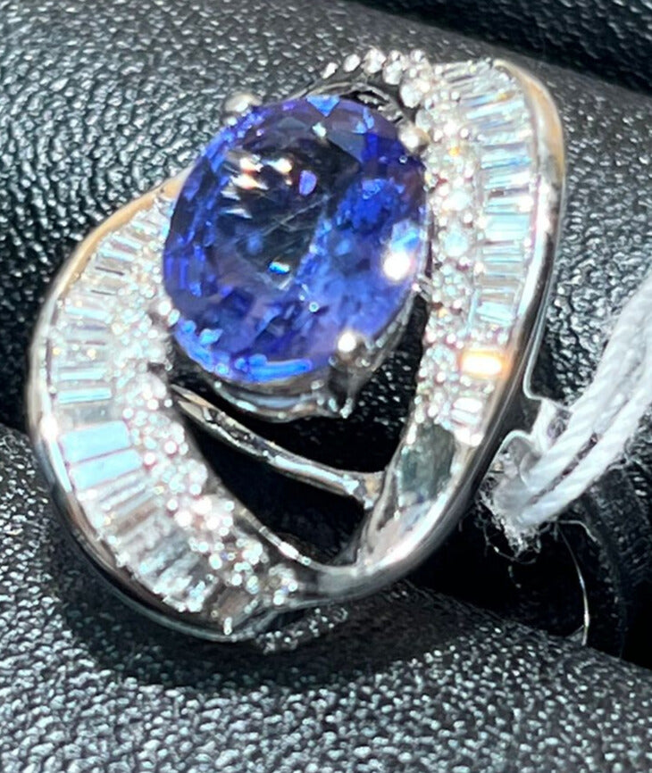 750WG TAZ1 D26 TD39 5.0G Tanzanite Diamond Ring Secondary image