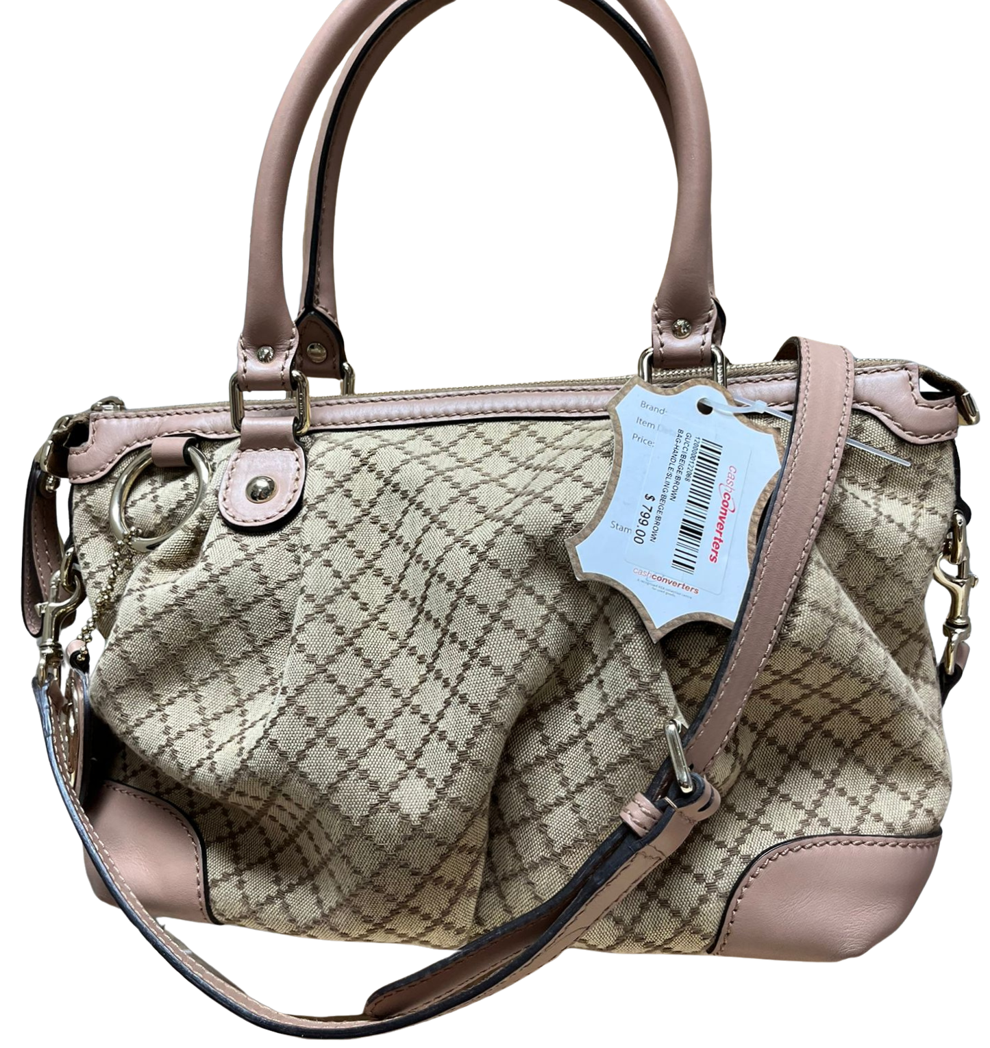 Gucci Sukey Bag Beige Pink Diamante Canvas Main image