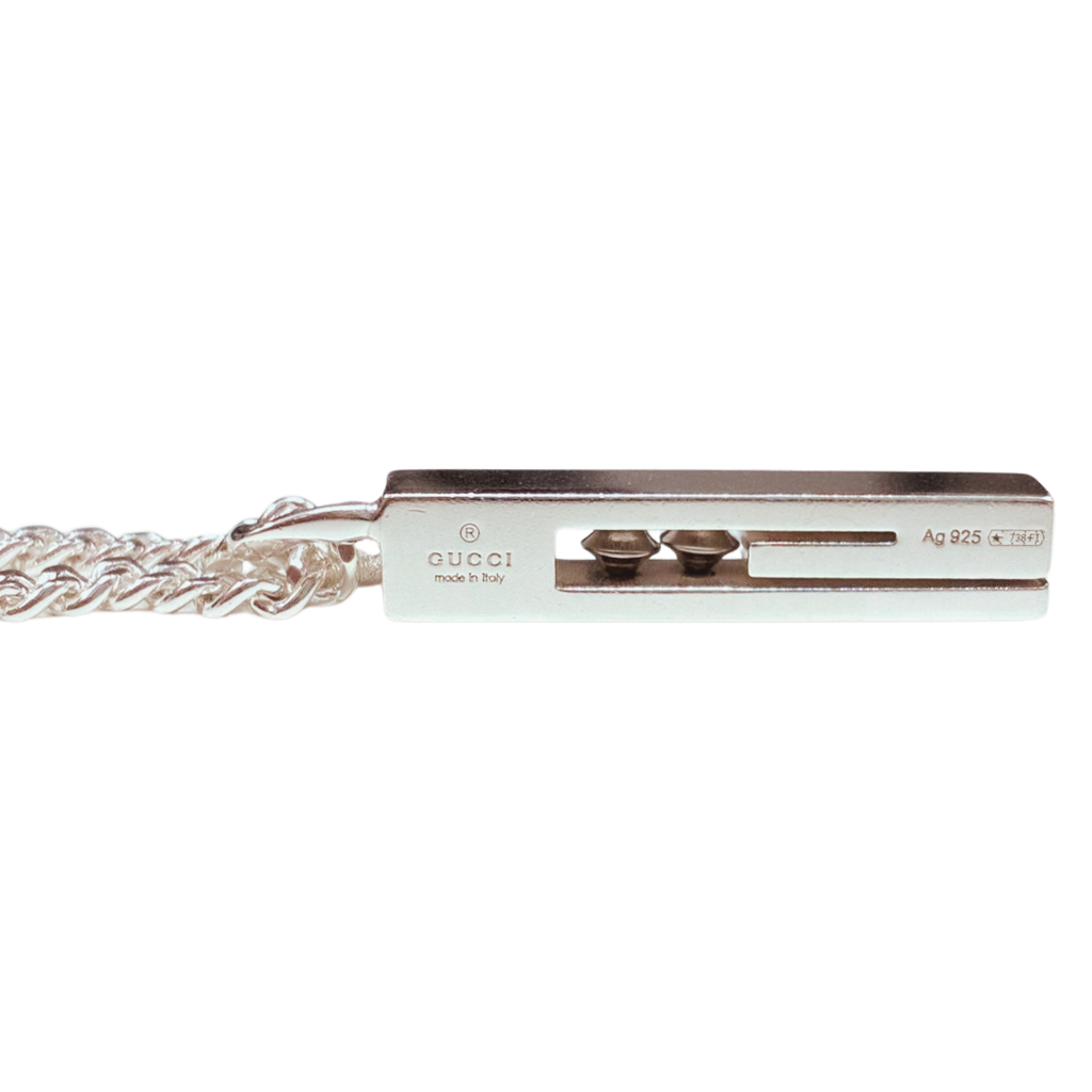 Gucci SV925 Cutout G Bar Necklace 15G 50CM