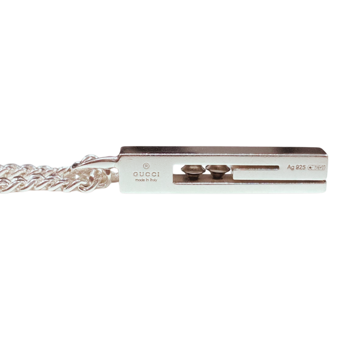 Gucci SV925 Cutout G Bar Necklace 15G 50CM