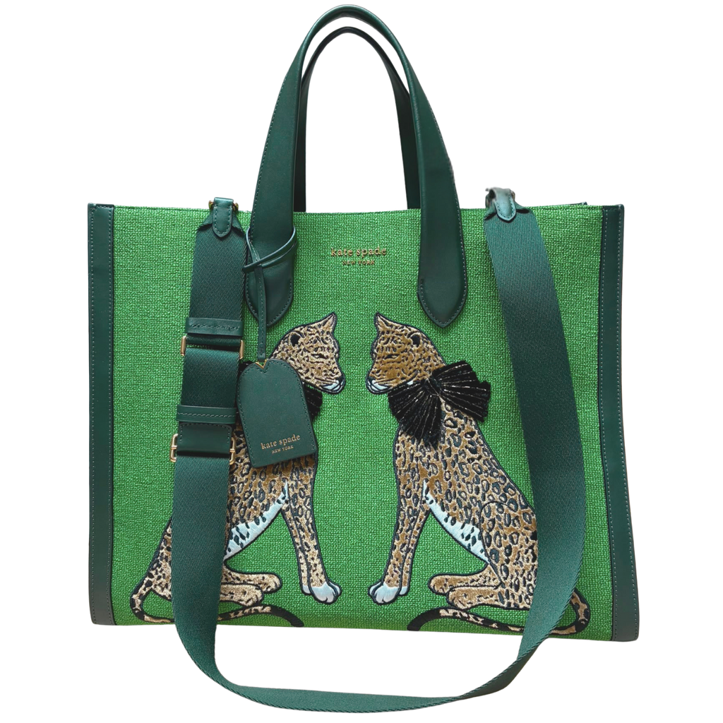 Kate Spade New York Manhattan Lady Leopard Large Tote Basil Green