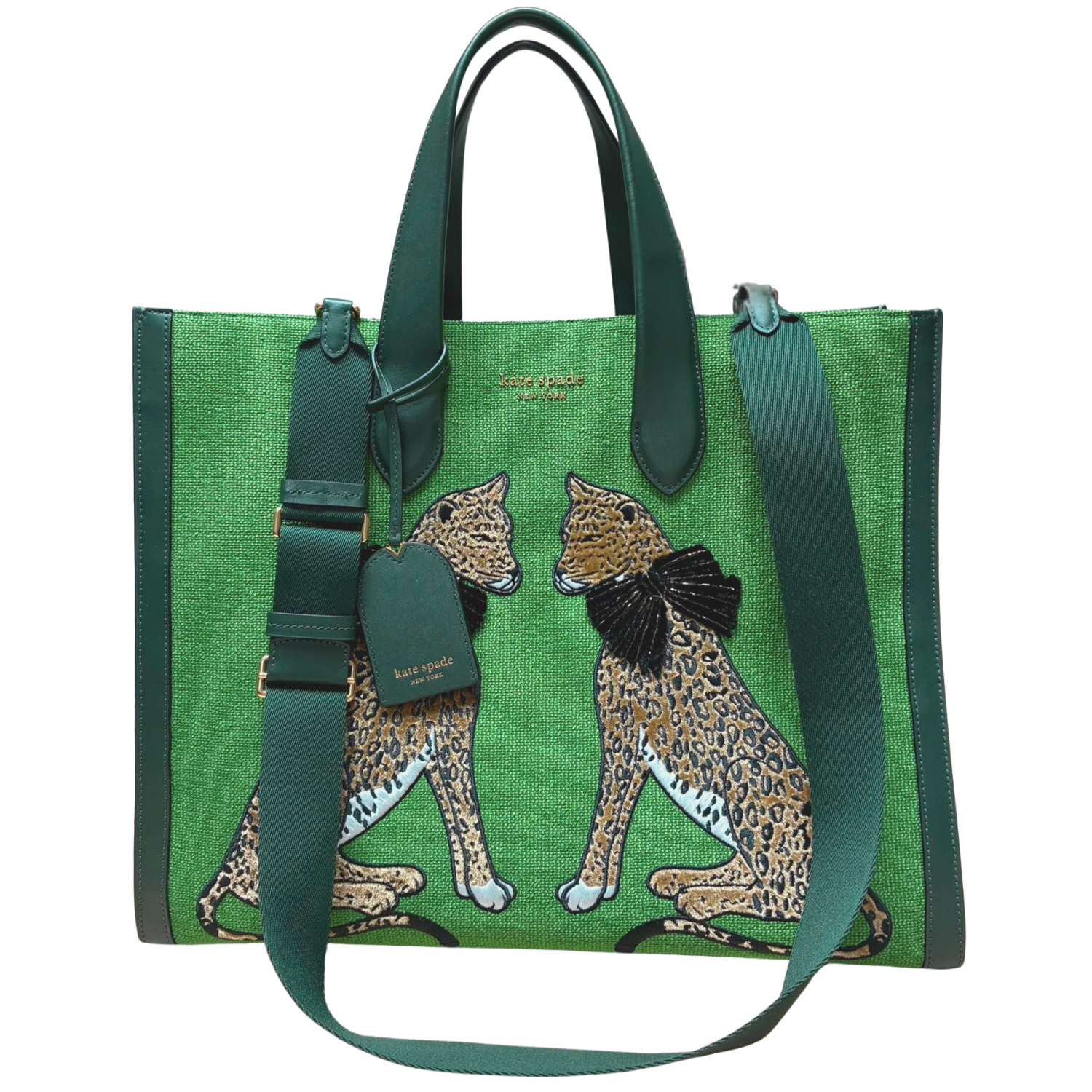 Kate Spade New York Manhattan Lady Leopard Large Tote Basil Green