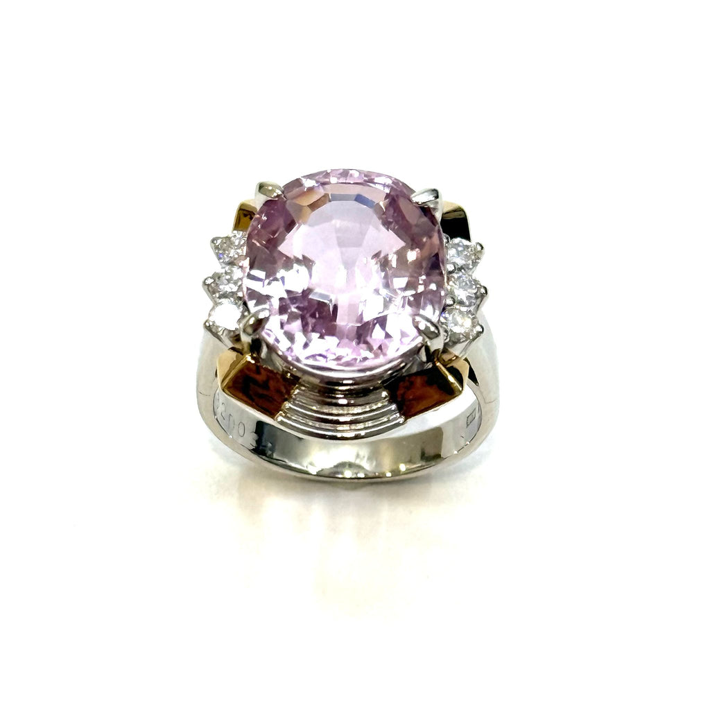 18KWG/YG Kunzite & Diamond Ring