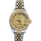 Rolex Lady-Datejust 69173 Gold Dial w/ Diamonds and Cert