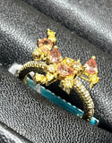 Yellow Gold Sapphire With Diamond Ring 3.7G