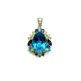 18KWG Blue Topaz & Colour Gemstones Pendant