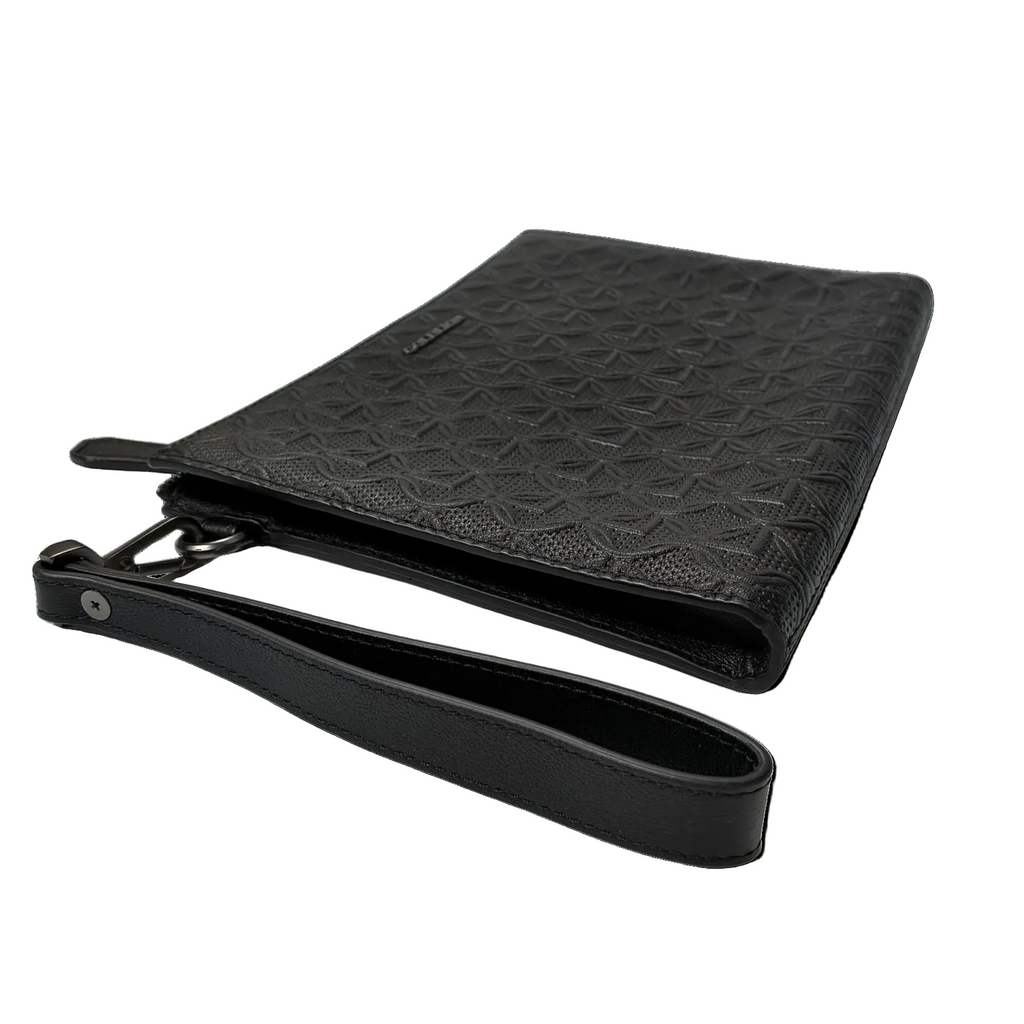 Goldlion Monogram Embossed Wristlet Pouch Clutch Bag