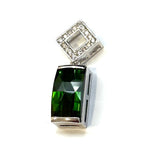 18KWG Green Tourmaline & Diamond Pendant