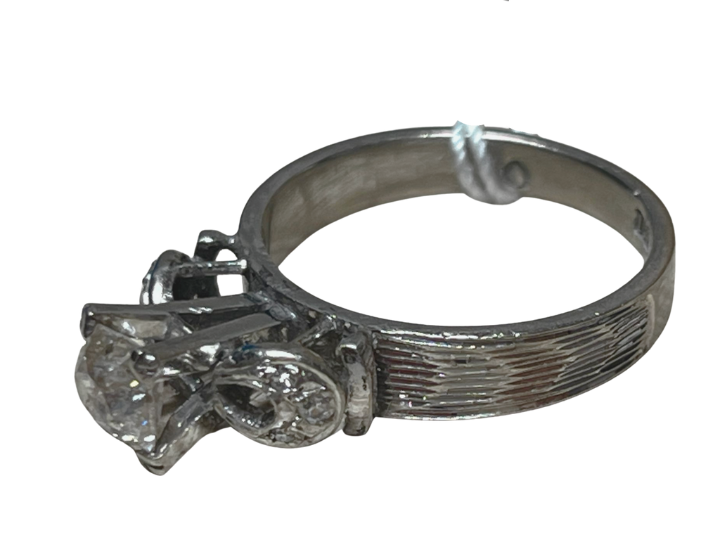 750WG Diamond Ring Four Prong Setting 3.7G