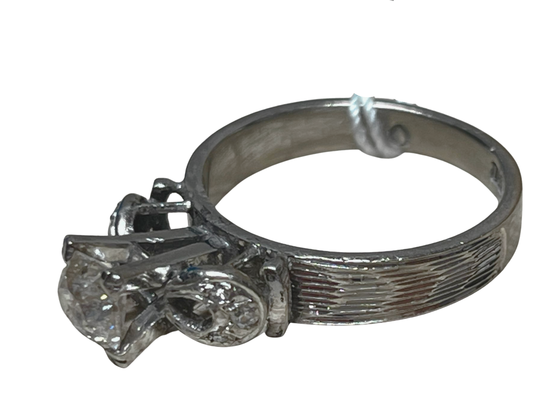 750WG Diamond Ring Four Prong Setting 3.7G