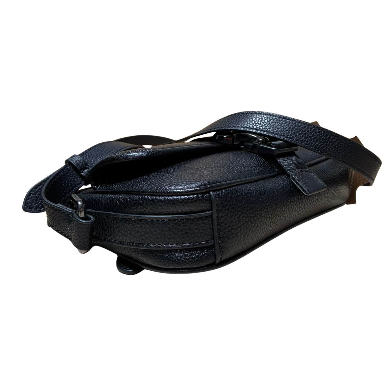 Coach Beck Slim File Bag Crossbody Black Pebble Leather