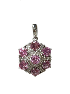 750WG Floral Inspired Pink Topaz And Diamond Pendant 3.2GM